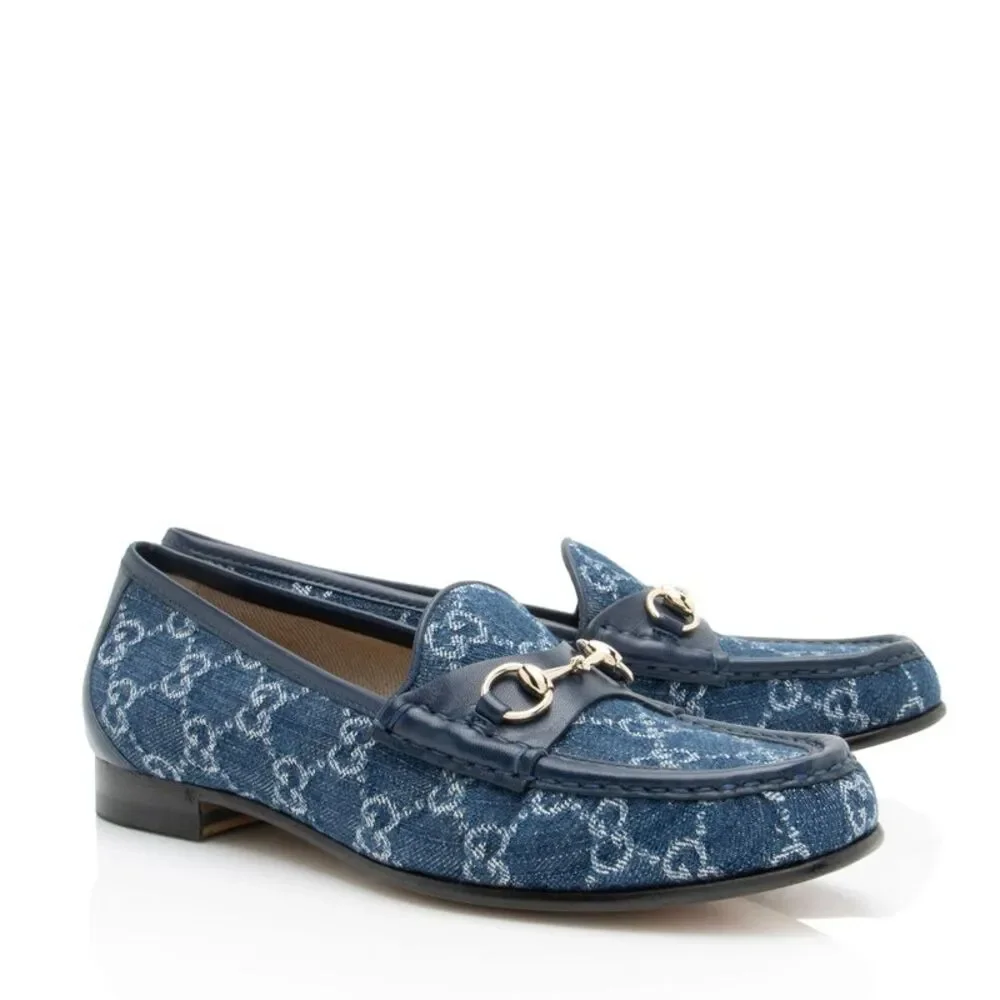 Gucci GG Denim Horsebit 1953 Loafers - Size 9.5 / 39.5